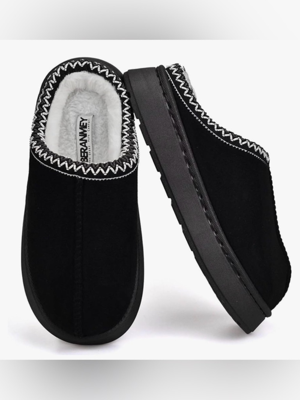 NWOT, Beranmey, Women/ Men Thick-Soled Fuzzy Slippers,‎ black, 40/41